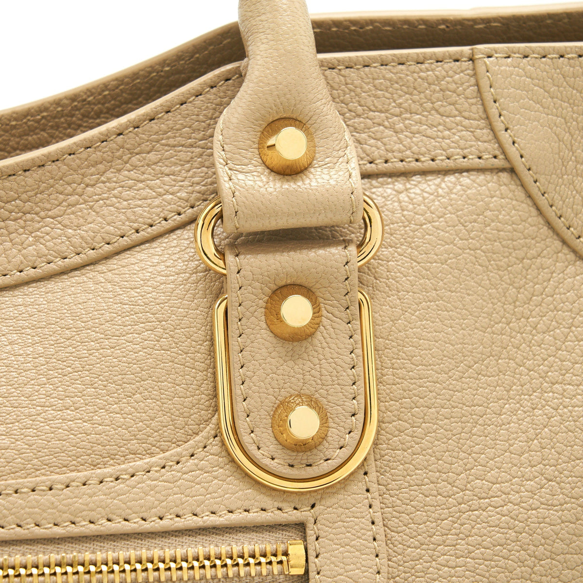 Balenciaga Medium Metallic edge City Bag beige LGHW — Designer Leather Handbag