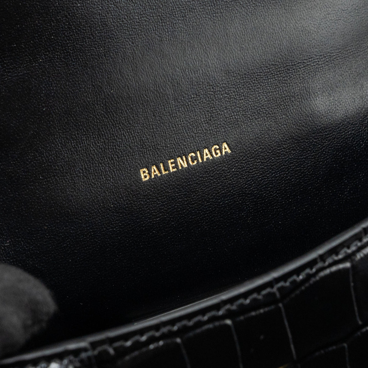 Balenciaga authentic luxury handbag Black crocodile craftsmanship
