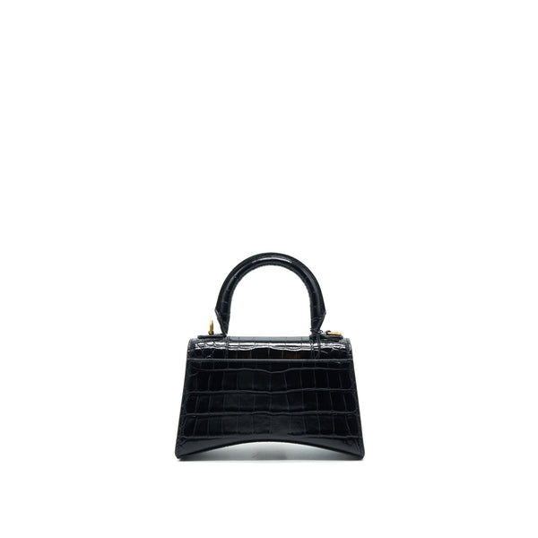 Balenciaga Hourglass XS Embossed calfksin black GHW | Designer Top Handle Bag
