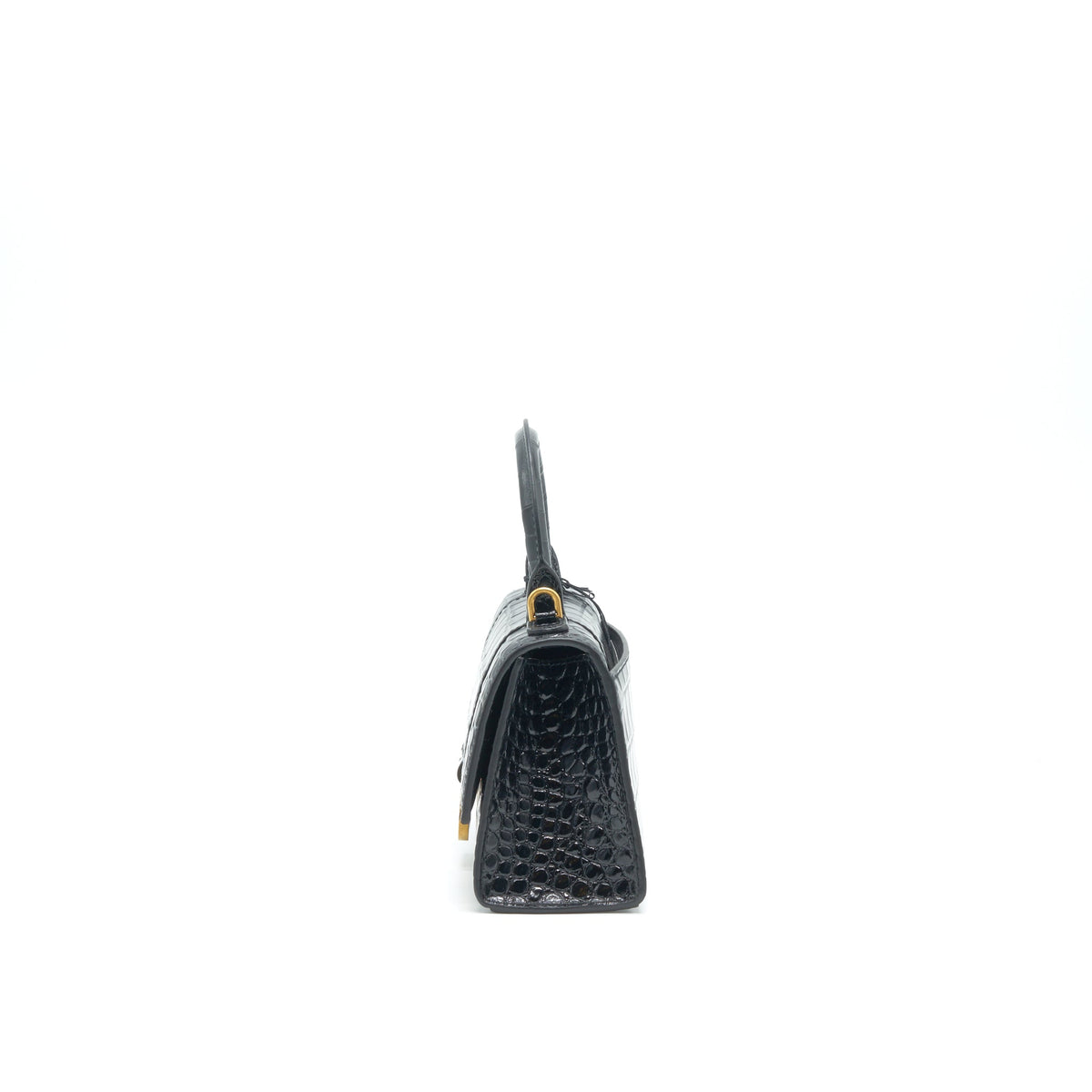 Balenciaga Hourglass XS Embossed calfksin black GHW | Designer Top Handle Bag
