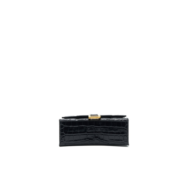 Balenciaga Hourglass XS Embossed calfksin black GHW | Designer Top Handle Bag