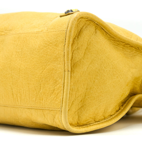 Balenciaga Classic City Bag Lambskin Yellow with Black Hardware — Designer Leather Handbag
