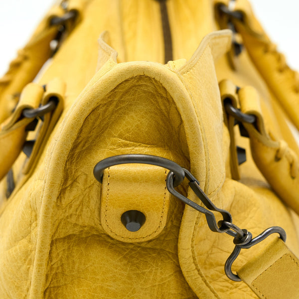 Balenciaga Classic City Bag Lambskin Yellow with Black Hardware — Designer Leather Handbag