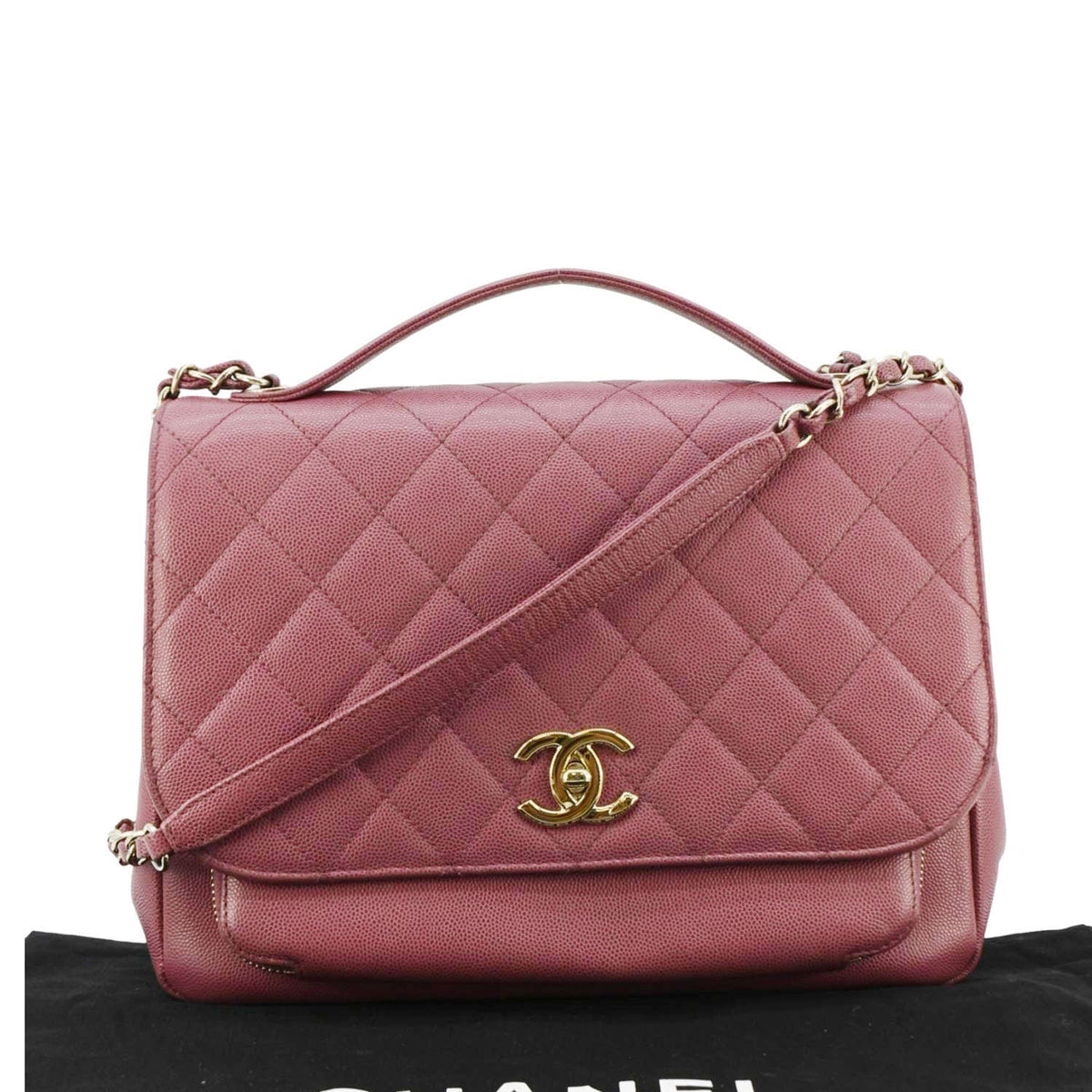 Chanel Bags Chanel Business Affinity Medium Flap Quilted Caviar Shoulder Bag Pink Luxury Designer Leather Handbag