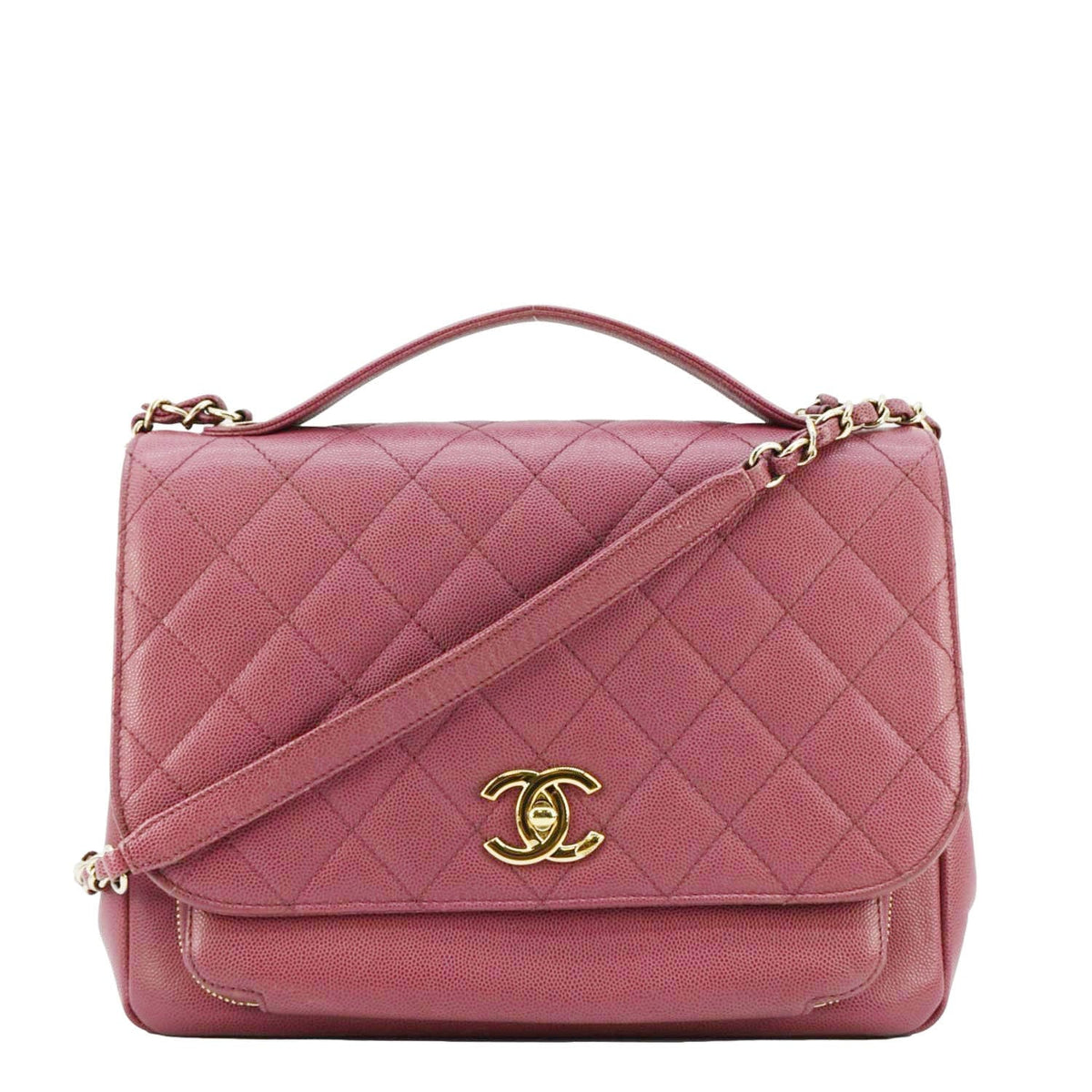 Chanel Bags Chanel Business Affinity Medium Flap Quilted Caviar Shoulder Bag Pink Luxury Designer Leather Handbag