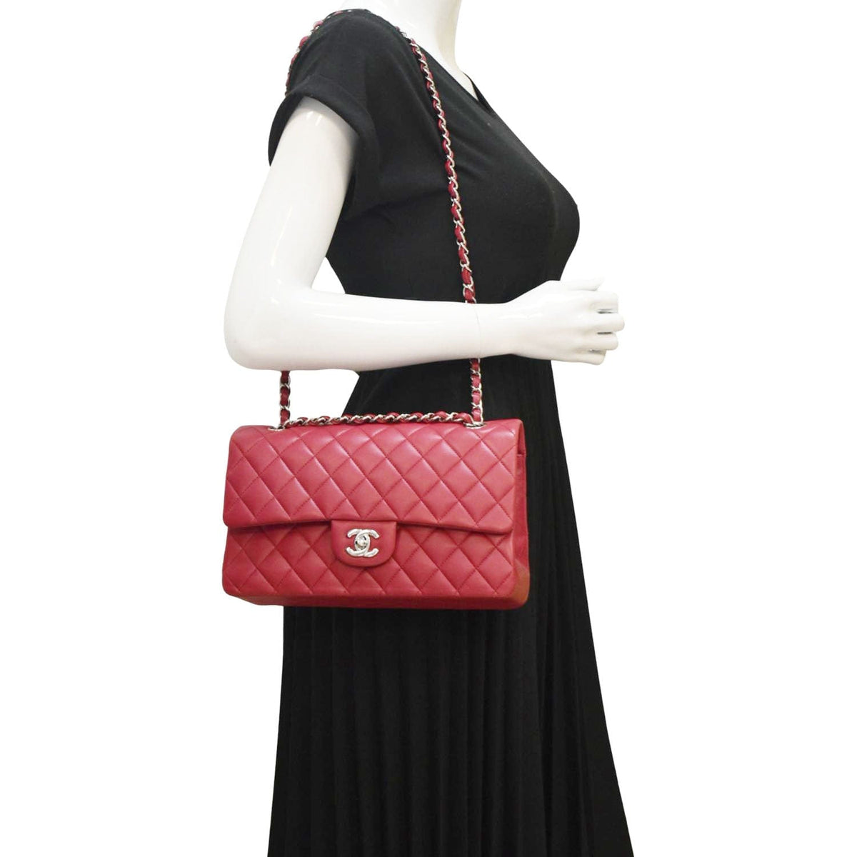 Chanel Bags Chanel Classic Double Flap Medium Quilted Leather Shoulder Bag Fuchsia Pink Luxury Designer Leather Handbag