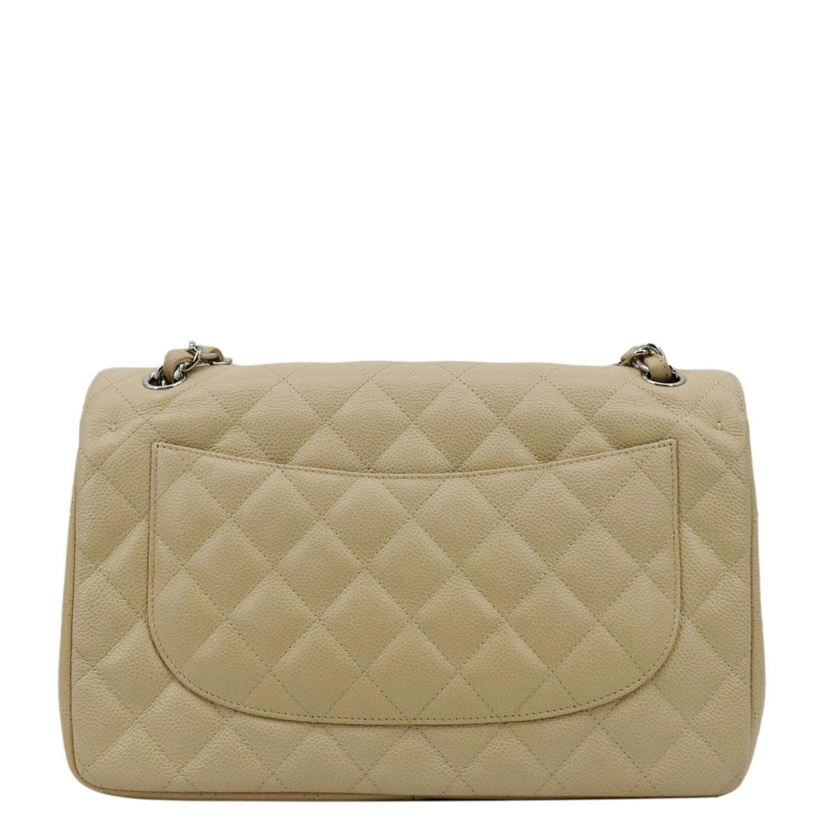 Chanel Bags Chanel Classic Jumbo Double Flap Quilted Caviar Leather Shoulder Bag Cream Premium Designer Shoulder Bag