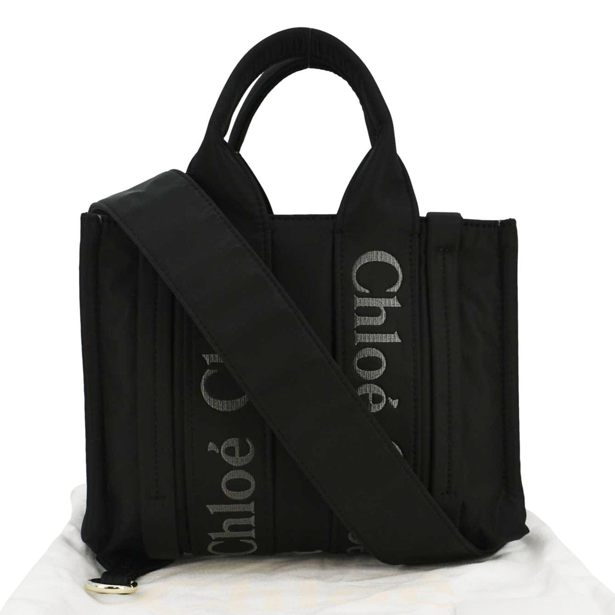 Chloe authentic luxury tote bag Black nylon craftsmanship