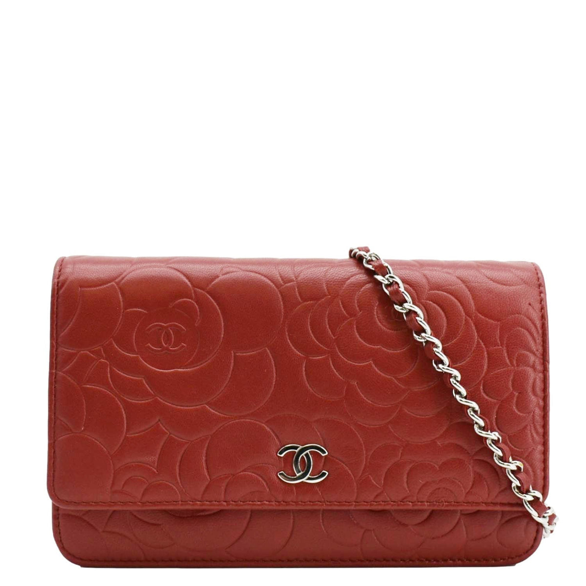 Chanel Wallets? Chanel Camellia Wallet On Chain Leather Crossbody Bag Red Compact Luxury Card Wallet
