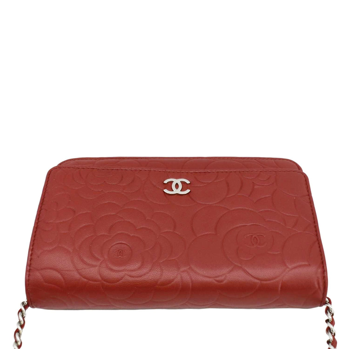 Chanel Wallets? Chanel Camellia Wallet On Chain Leather Crossbody Bag Red Compact Luxury Card Wallet