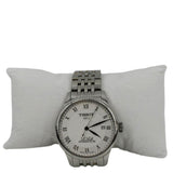 Side view of Tissot unisex silver watch