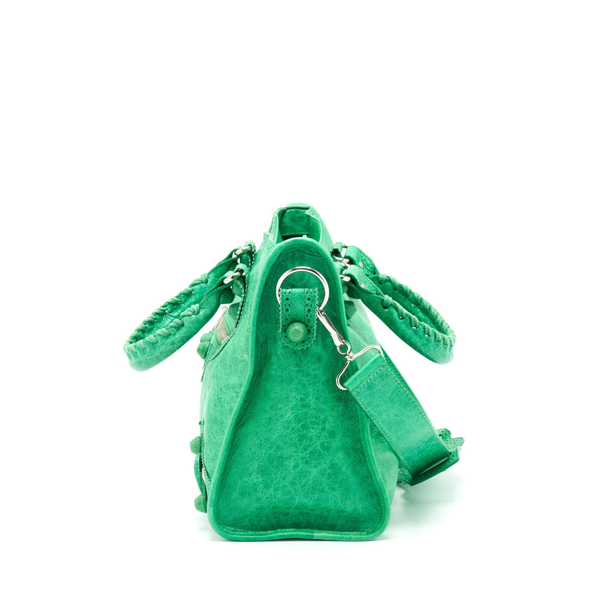 Balenciaga Lace City Bag Green SHW — Designer Leather Handbag
