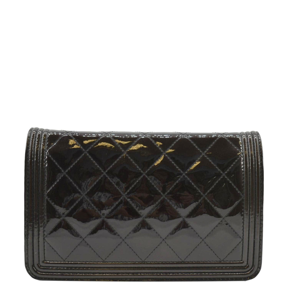 Chanel Wallets? Chanel Boy WOC Quilted Patent Leather Wallet On Chain Shoulder Bag Black Compact Luxury Card Wallet