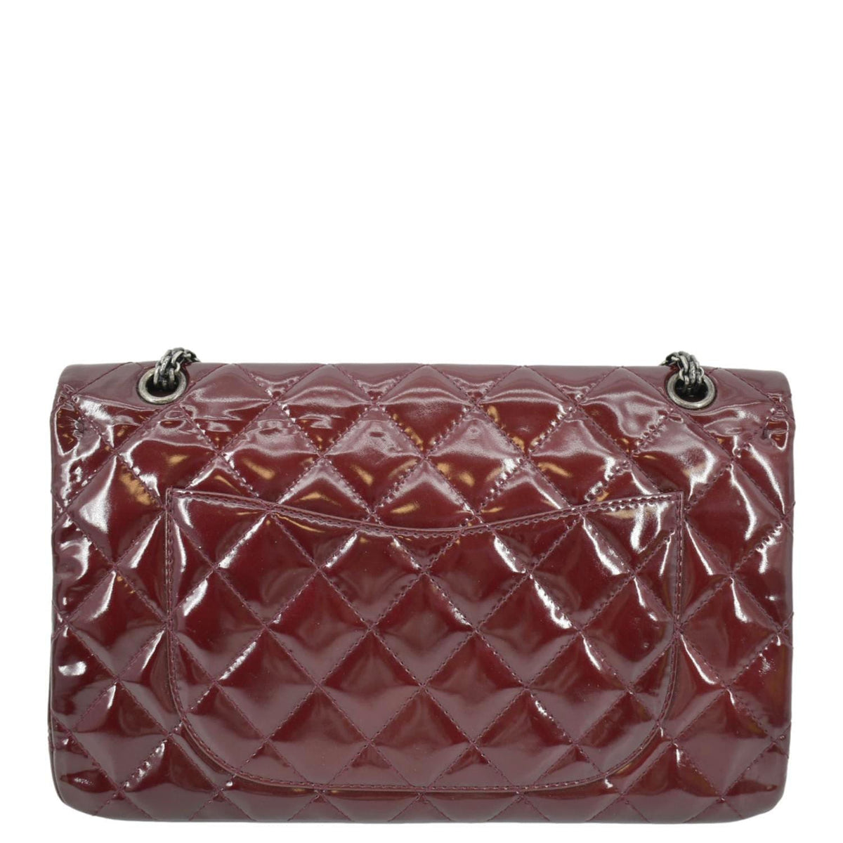 Chanel Bags Chanel 2.55 Reissue Double Flap Patent Leather Shoulder Bag Maroon Premium Designer Shoulder Bag