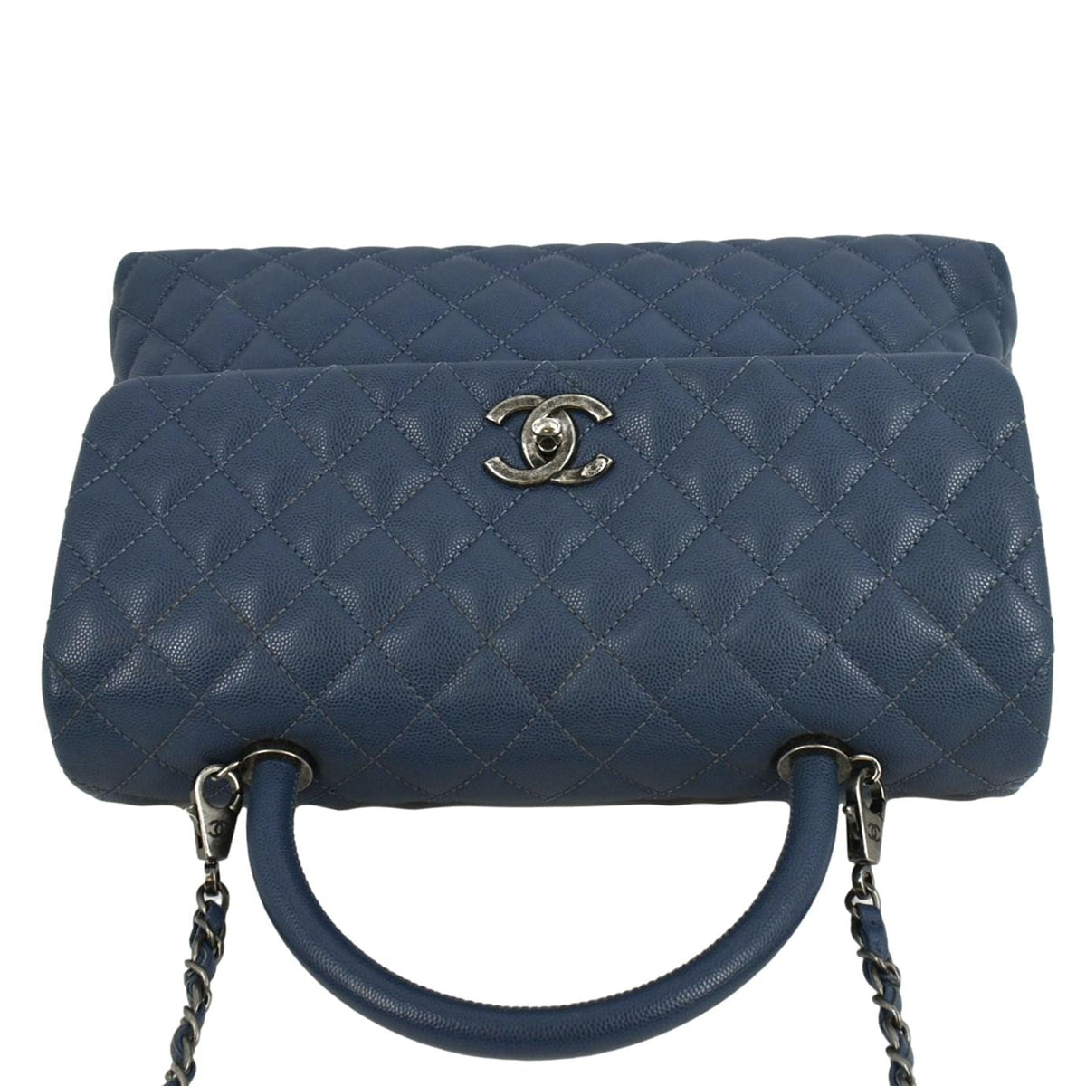 Chanel Bags Chanel Coco Caviar Leather Top Handle Flap Shoulder Bag Blue Premium Designer Shoulder Bag