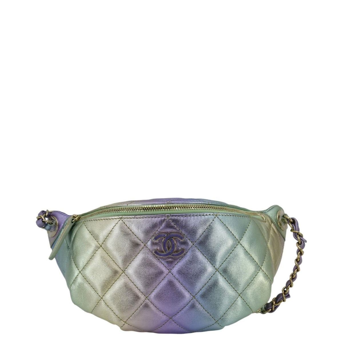 Chanel Bags? Chanel Iridescent Rainbow Quilted Leather Bumbag Multicolor Premium Designer Shoulder Bag