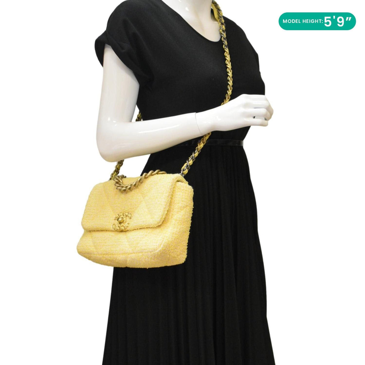 Chanel Bags Chanel 19 Flap Medium Quilted Tweed Shoulder Bag Beige Luxury Designer Leather Handbag