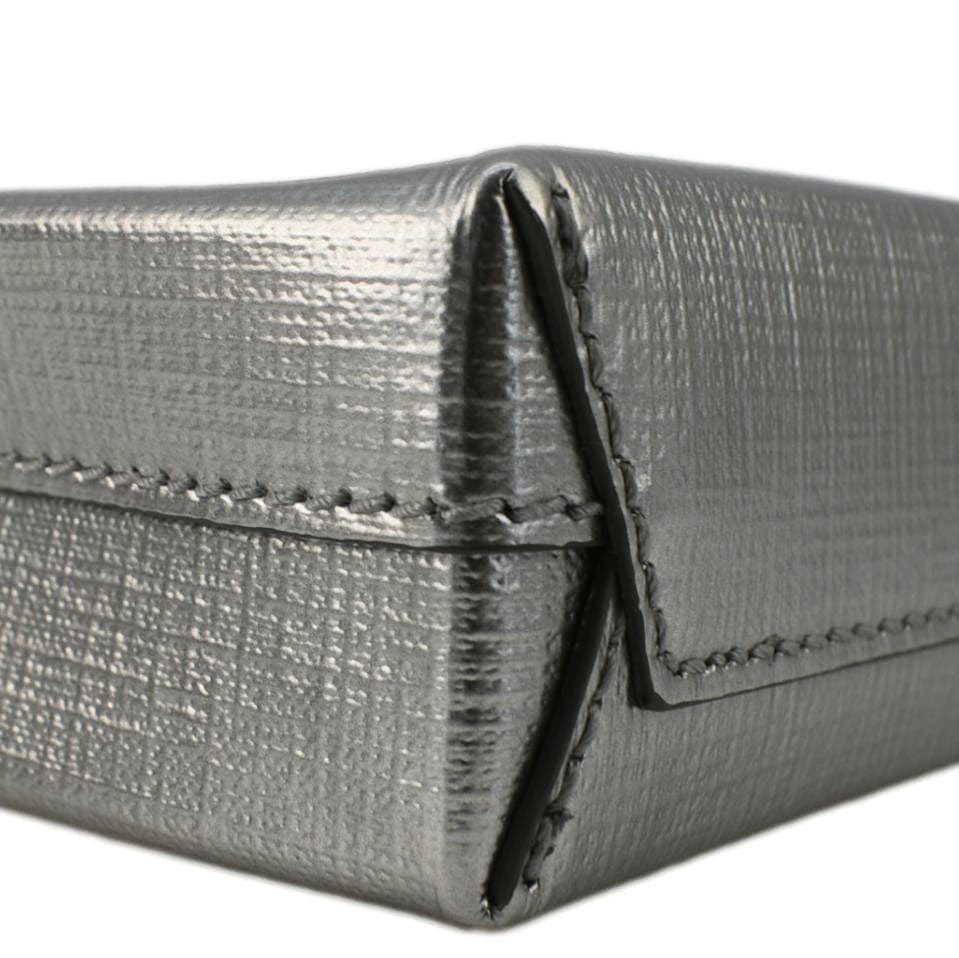 Balenciaga Metallic Logo Leather Shopping Phone Holder Silver | Designer Shoulder Bag