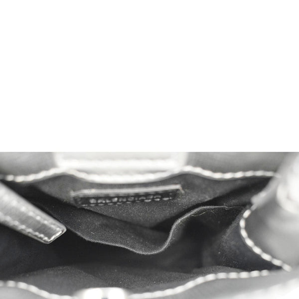 Balenciaga Metallic Logo Leather Shopping Phone Holder Silver | Designer Shoulder Bag