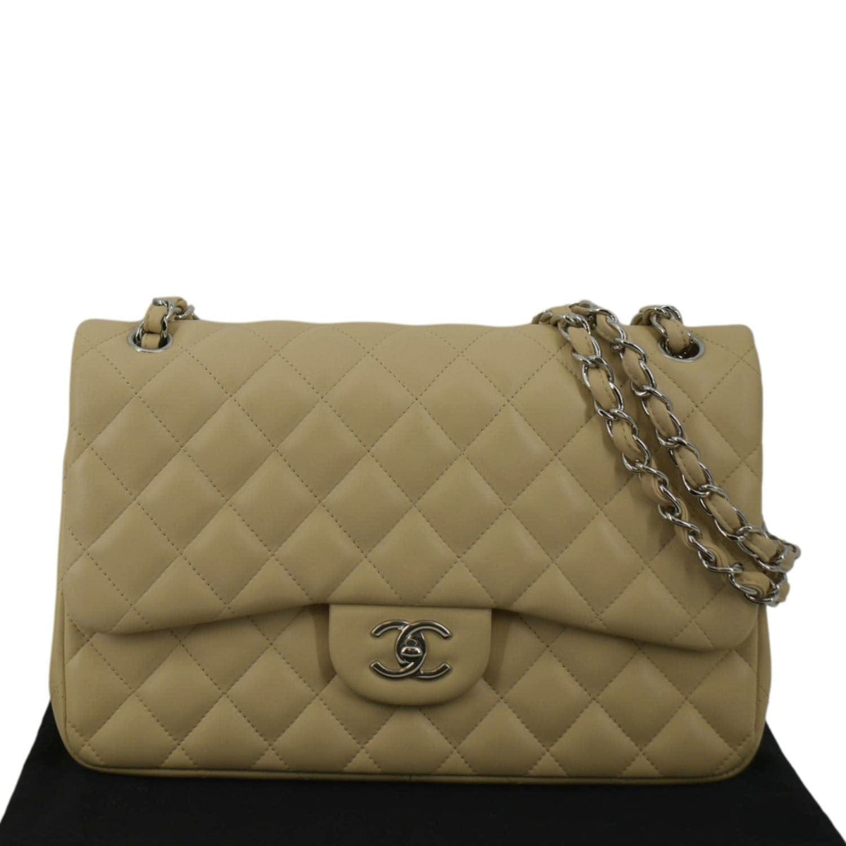Chanel Bags Chanel Classic Jumbo Double Flap Quilted Leather Shoulder Bag Beige Premium Designer Shoulder Bag