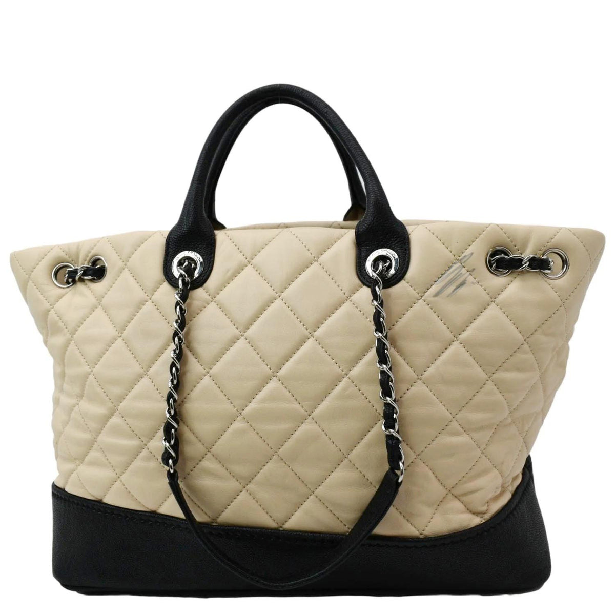 Chanel Bags Chanel Drawstring Large Quilted Calfskin & Caviar Shopping Tote Bag Beige Luxury Designer Leather Handbag