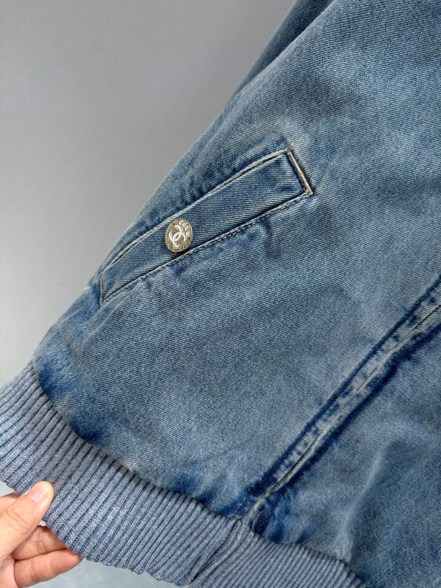 Front view of Chanel Denim Jacket premium piece