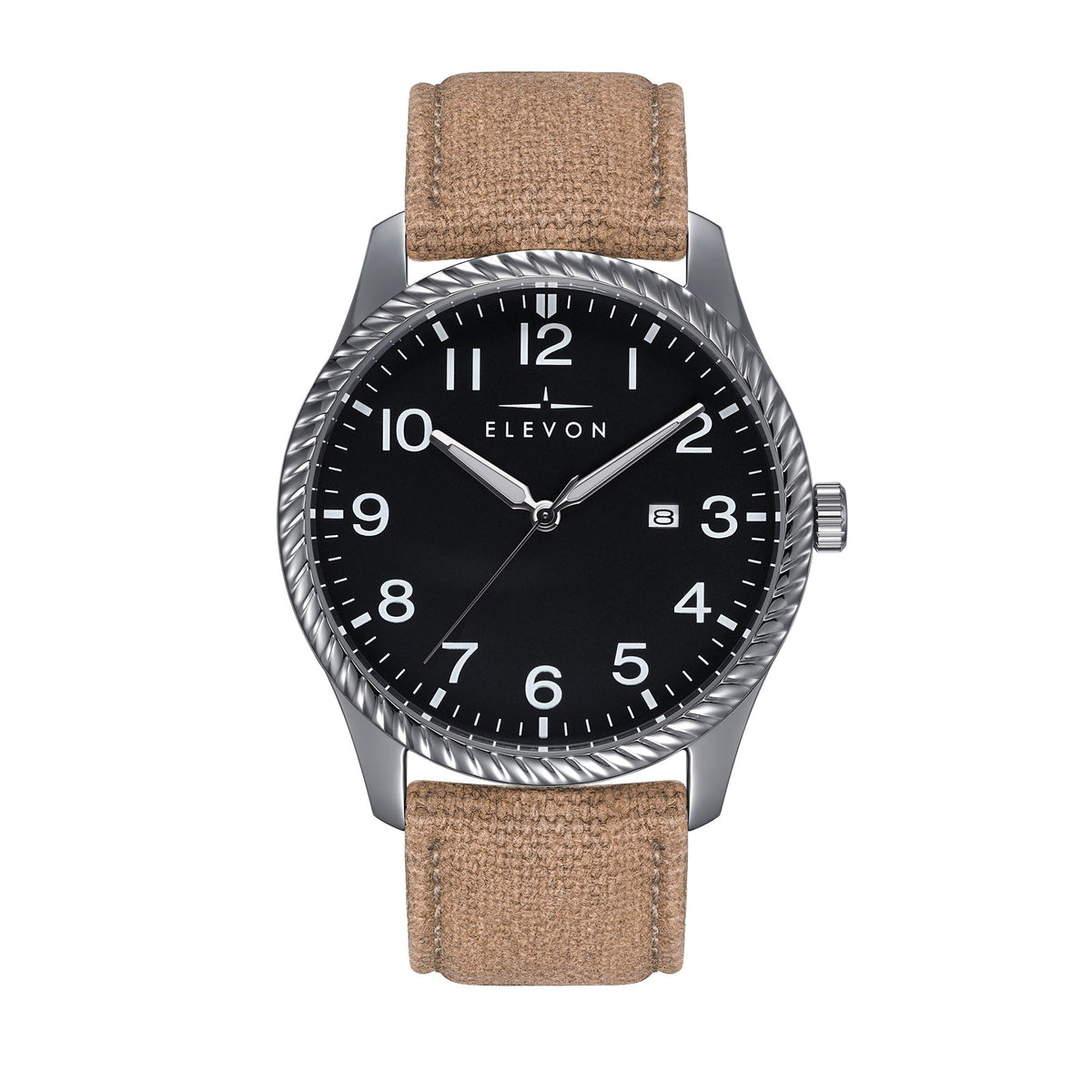 Close-up detail view of Elevon unisex watch