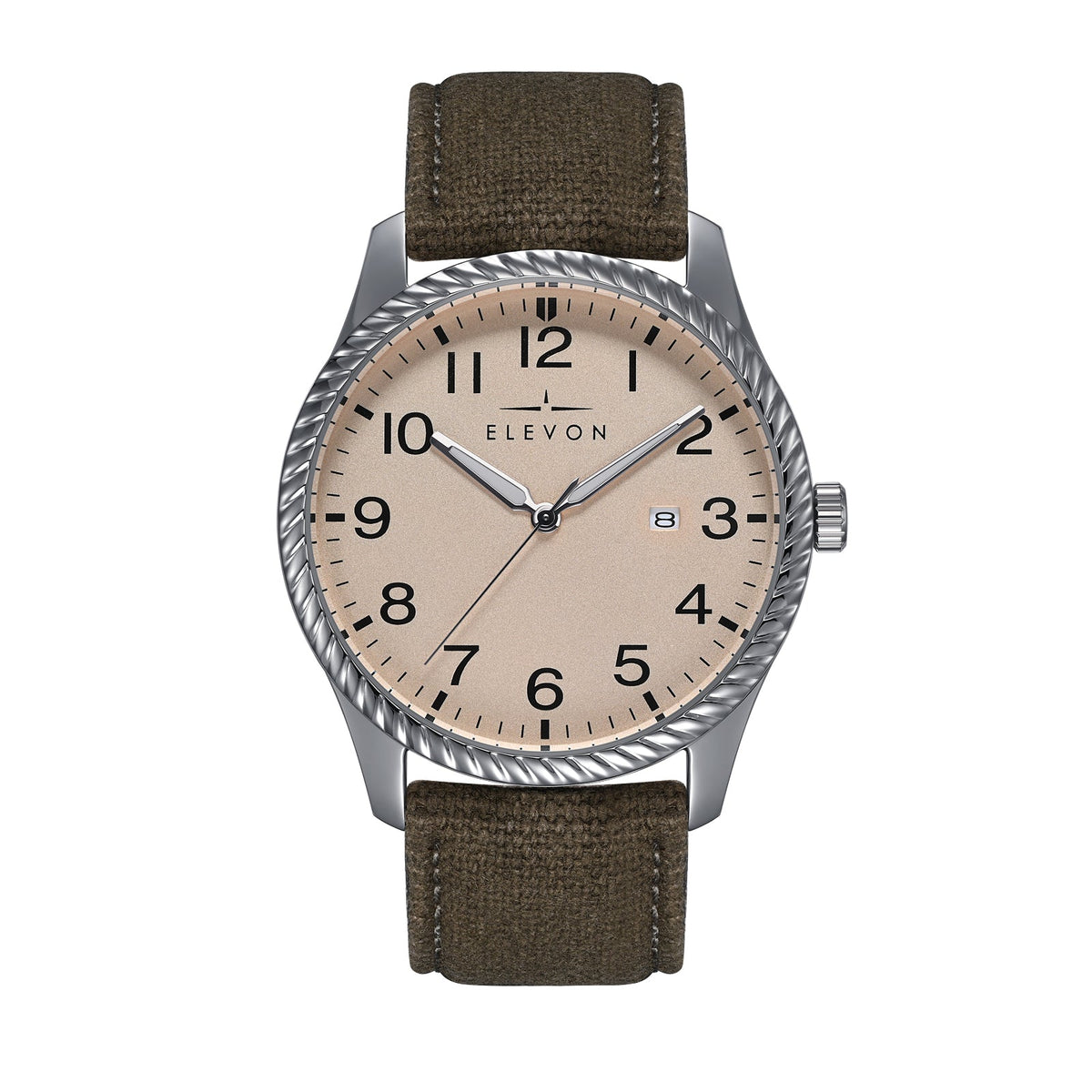 Angled view of Elevon unisex watch