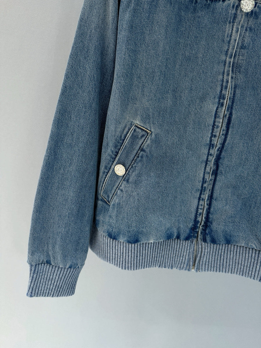 Front view of Chanel Denim Jacket premium piece
