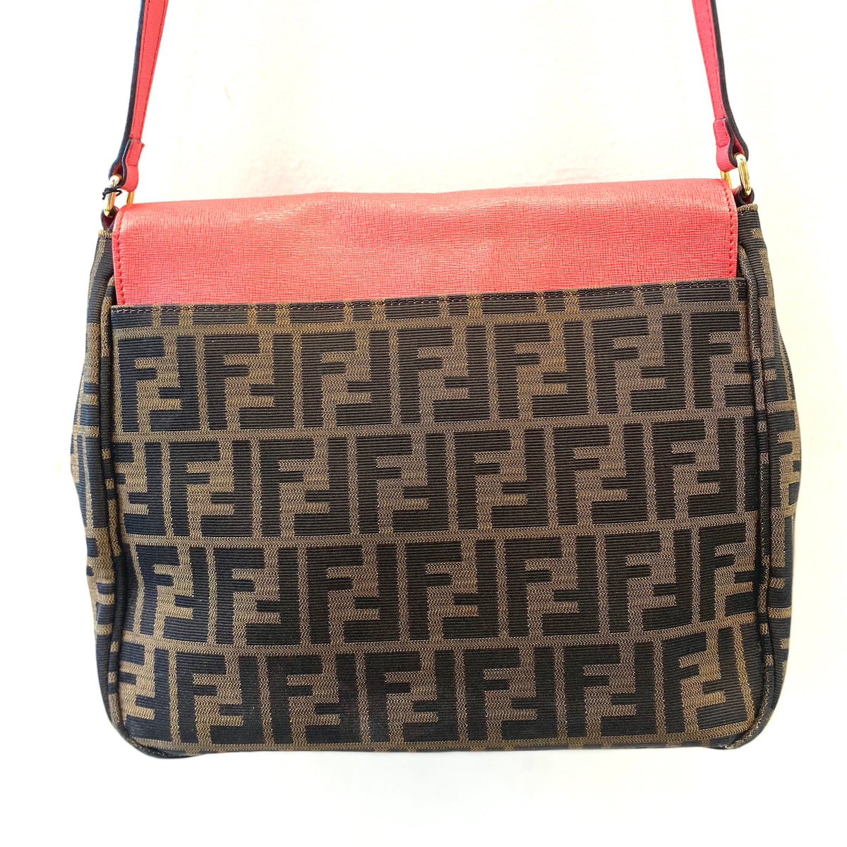 Close-up of Fendi crossbody bags hardware and fine stitching