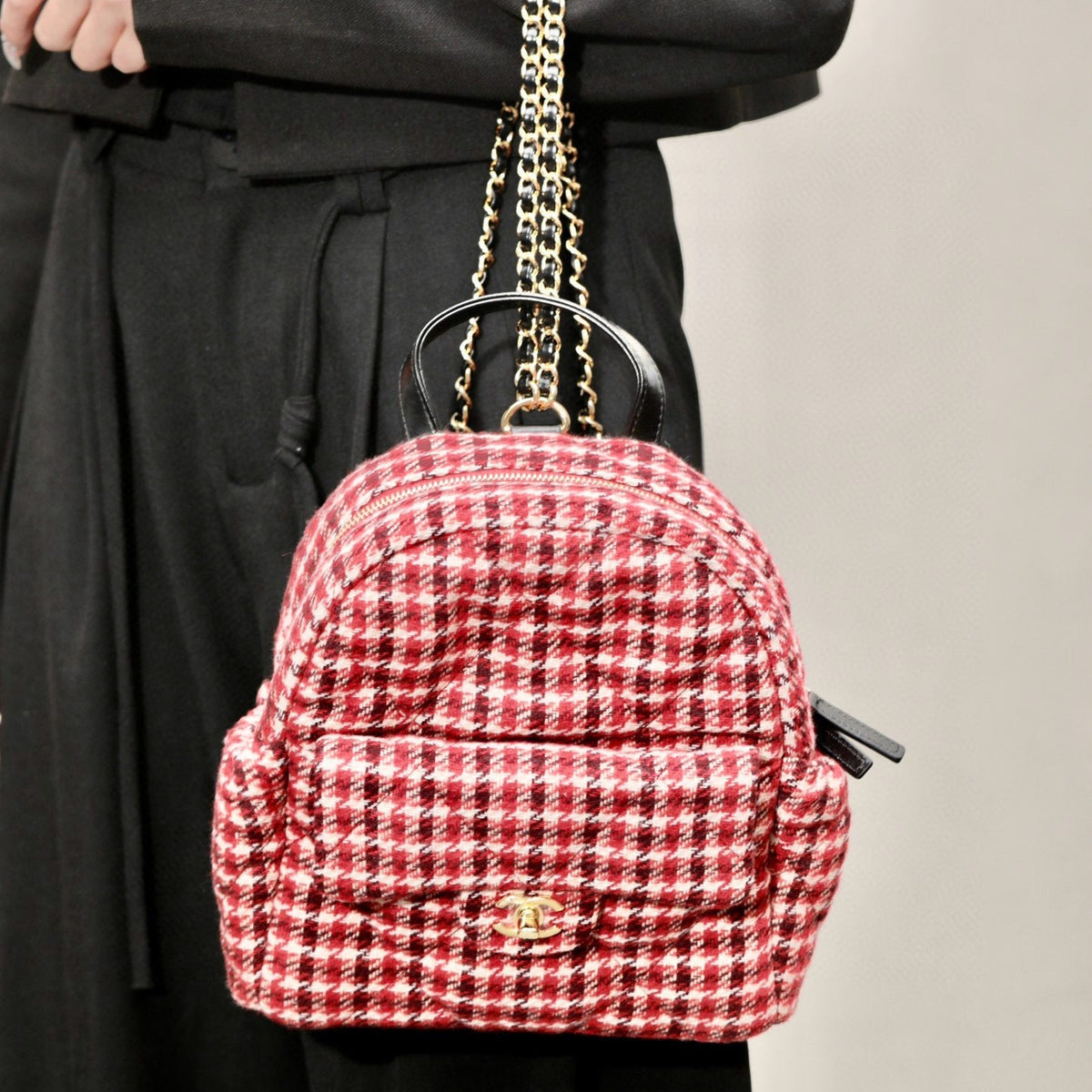 Chanel Tweed Backpack detail shot – authentic designer craftsmanship