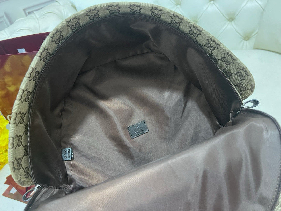 Detail shot of Gucci Backpack premium leather texture