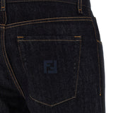 Close-up of Fendi pants hardware and fine stitching