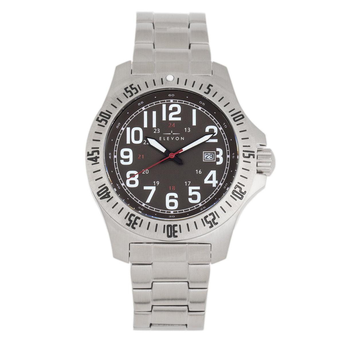 Angled view of Elevon unisex watch
