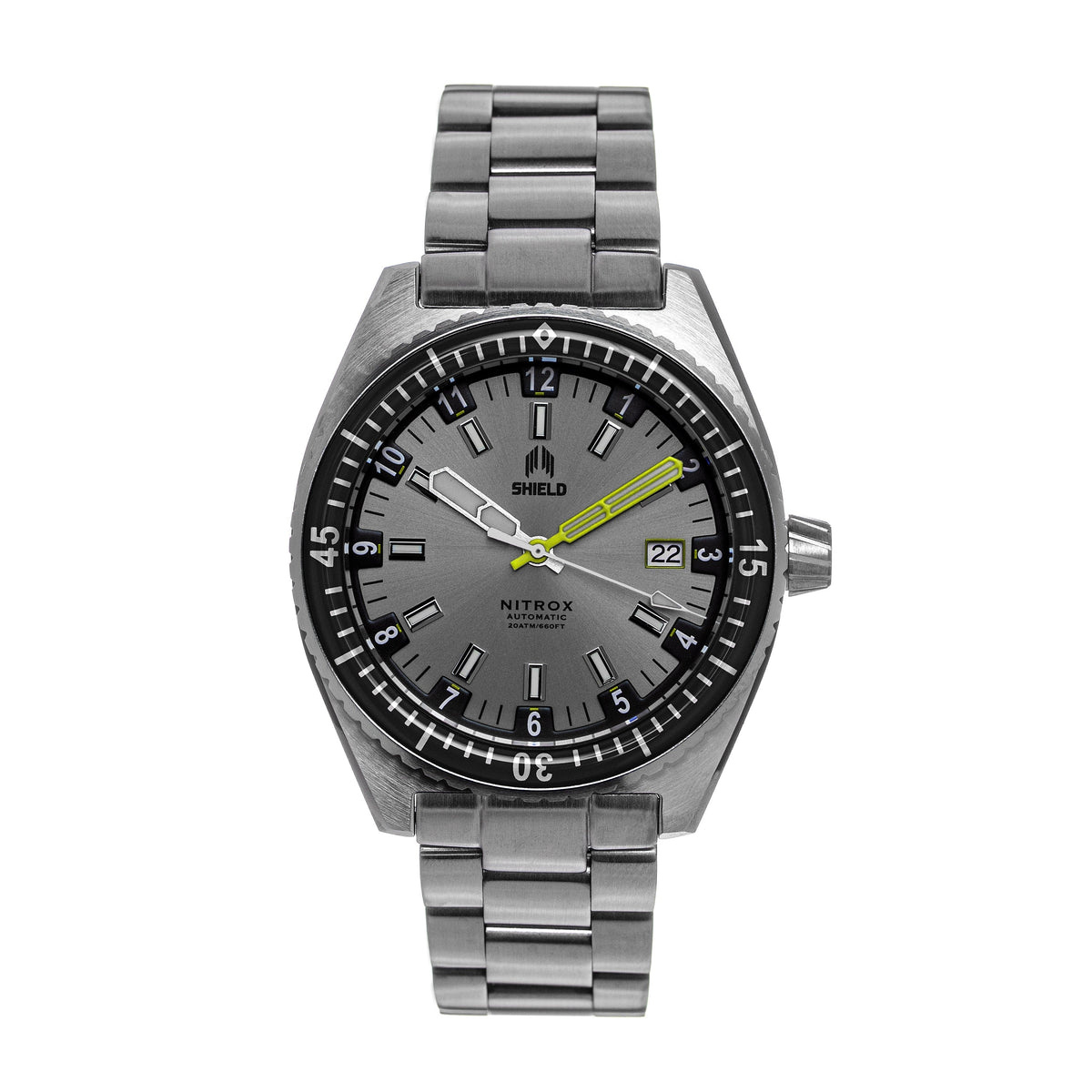 Angled view of Shield Nitrox Bracelet unisex bracelet