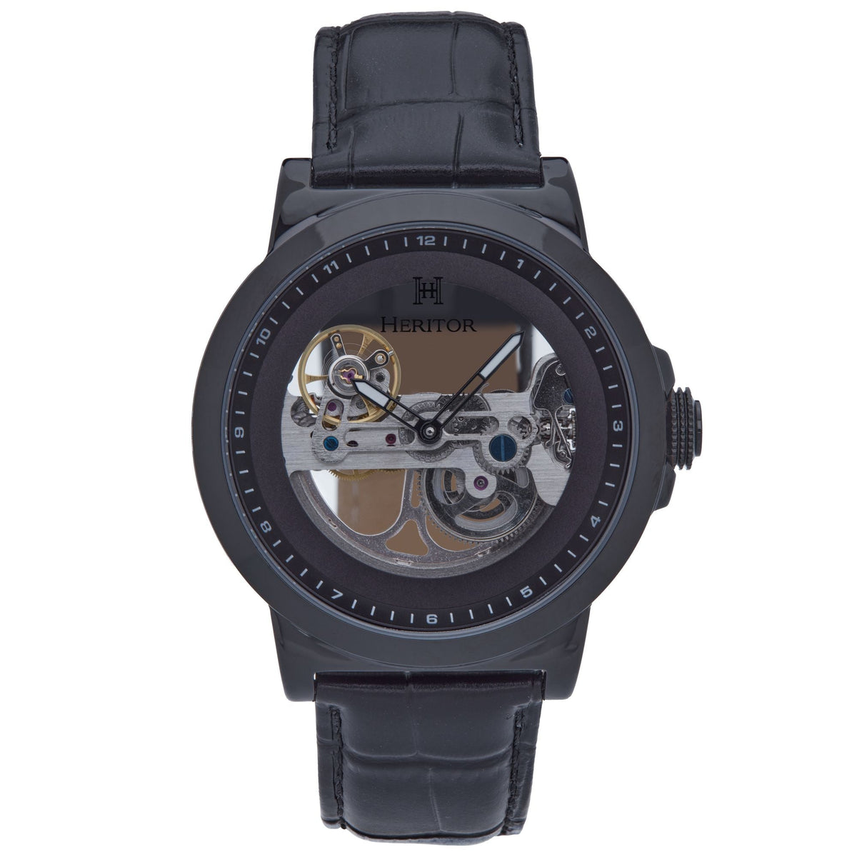 Close-up detail view of Heritor Automatic Xander unisex watch