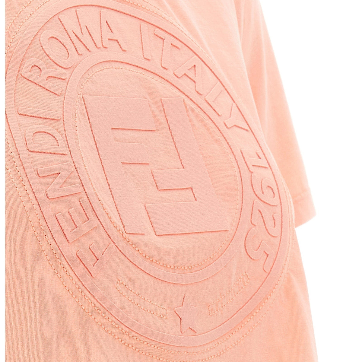 Close-up of Fendi tee shirts hardware and fine stitching