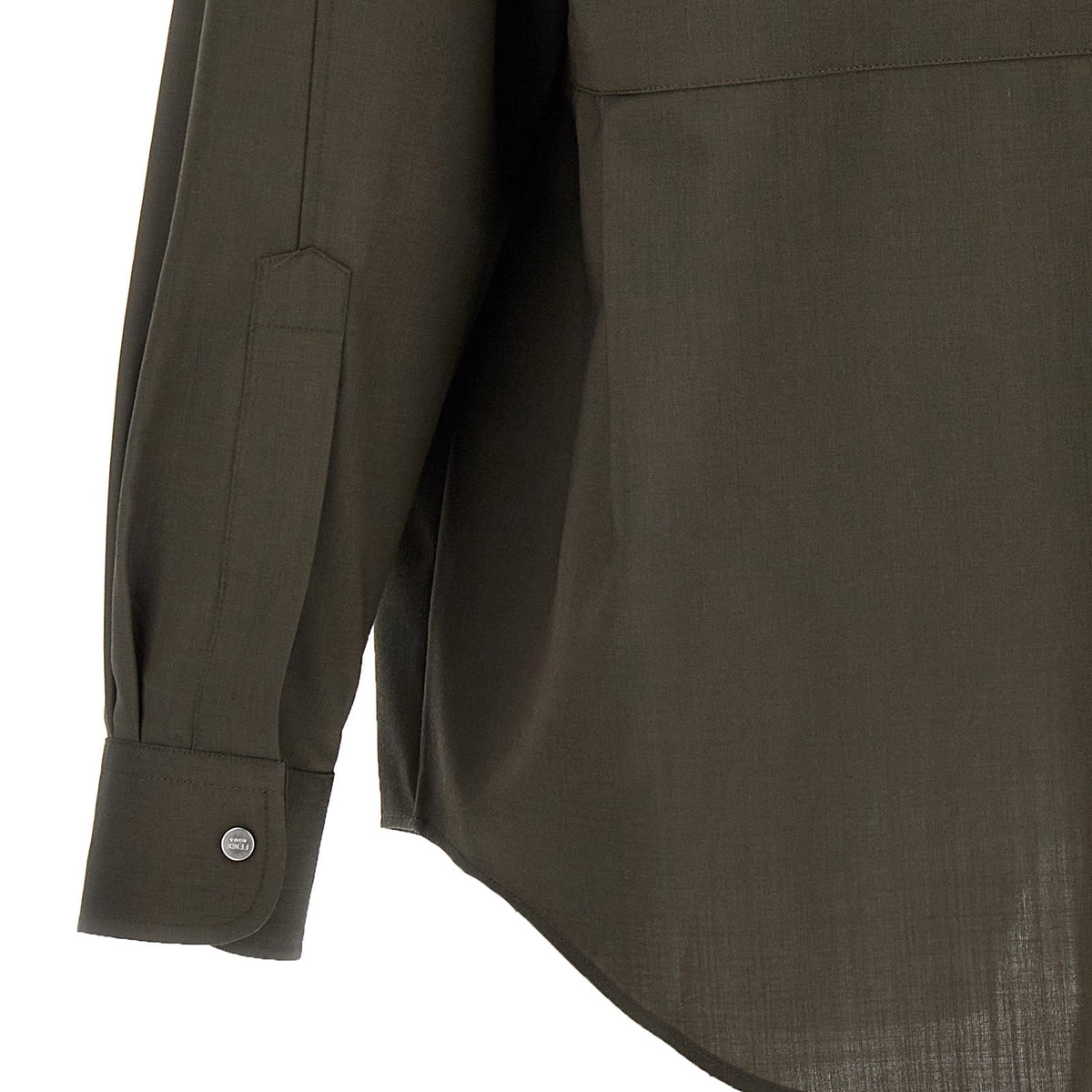 Close-up of Fendi blouses hardware and fine stitching