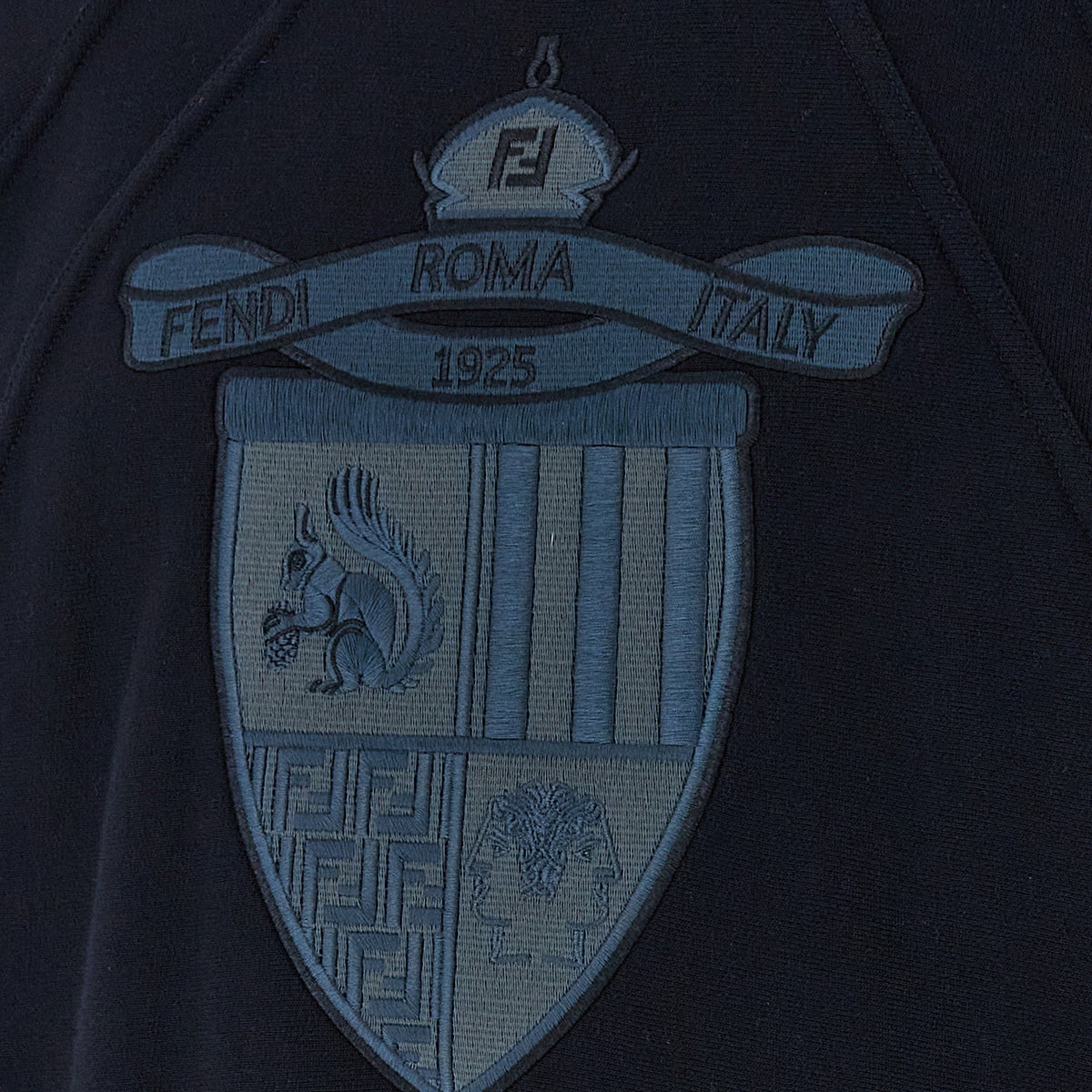 Close-up of Fendi sweaters & pullovers hardware and fine stitching