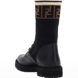 Close-up of Fendi boots hardware and fine stitching