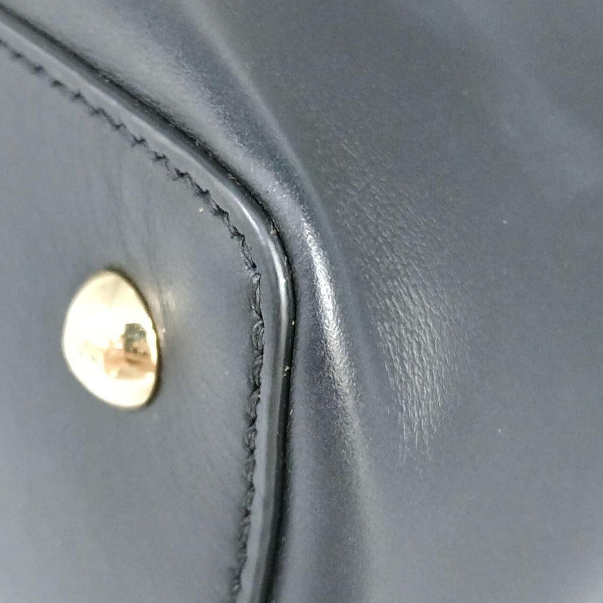 Close-up of Petite bags hardware and fine stitching