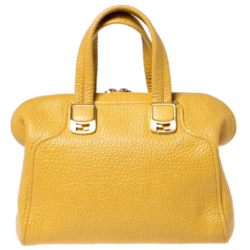 Fendi Bags? Fendi Yellow Pebbled Chameleon Satchel Luxury Designer Leather Handbag