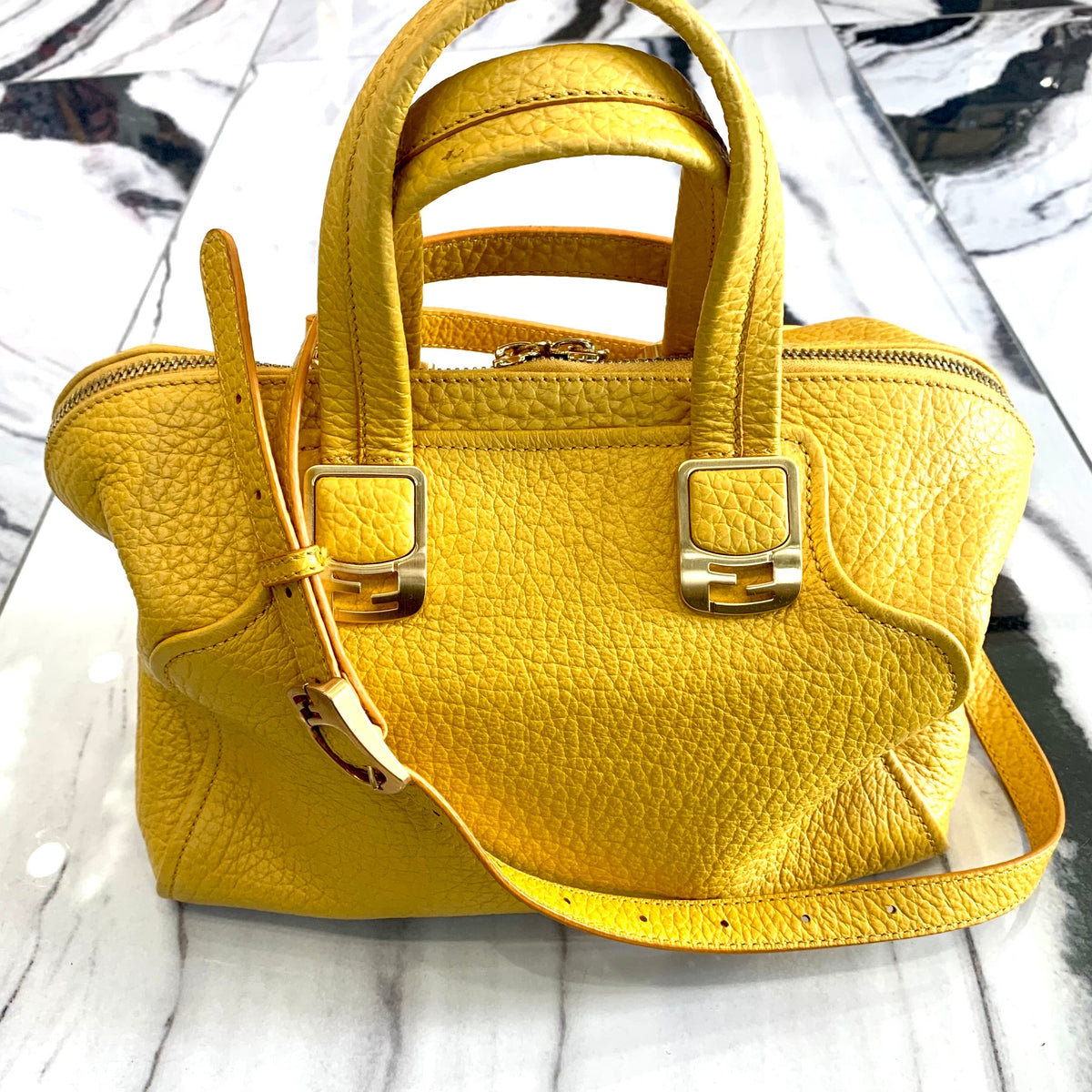 Fendi premium satchel detail and craftsmanship close-up