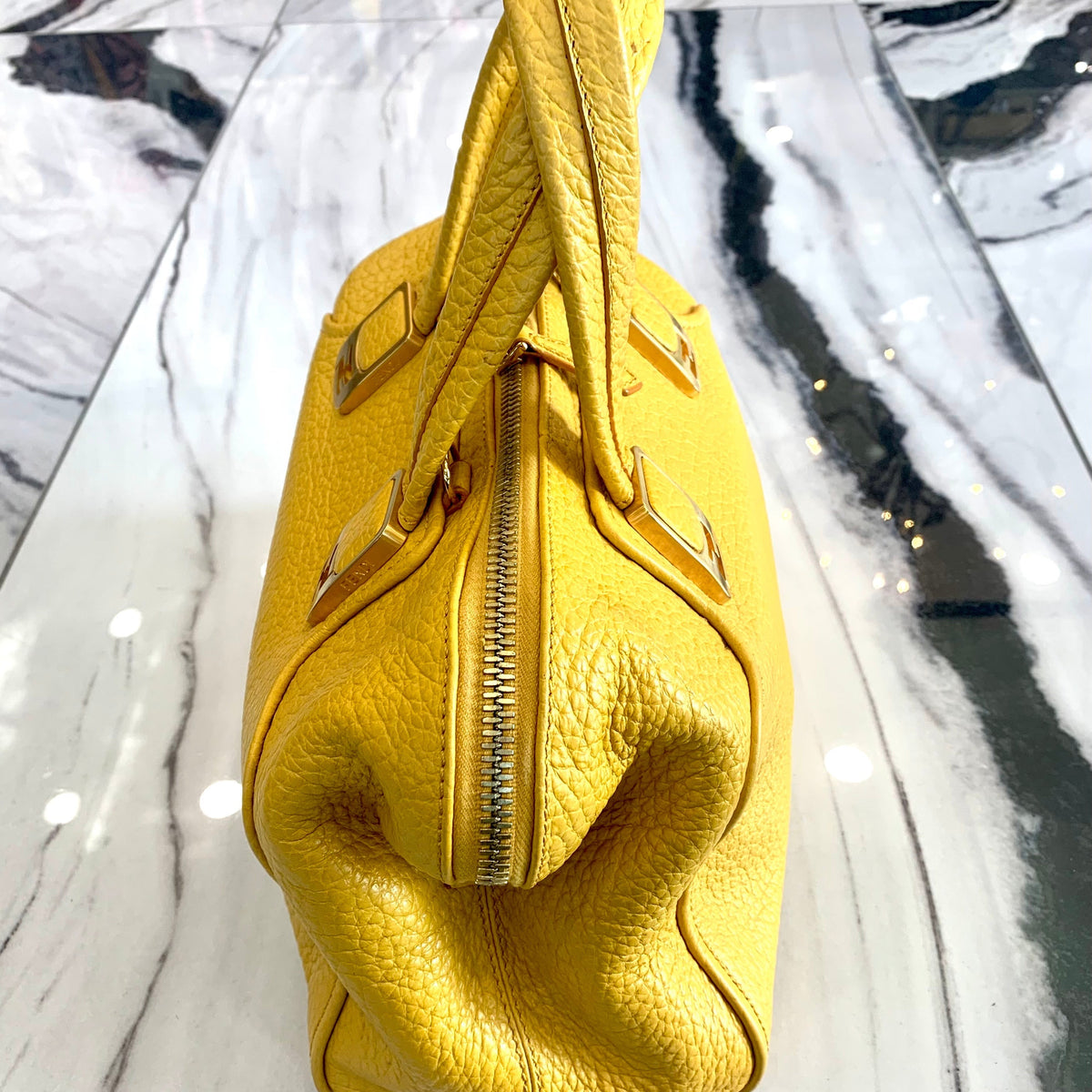 Fendi Bags? Fendi Yellow Pebbled Chameleon Satchel Luxury Designer Leather Handbag