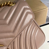 Bellvora ‎443496 Gg Marmont Medium Matelassé Shoulder Bag Nude Pink Leather Gold Hardware detail shot – authentic designer craftsmanship