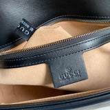 Bellvora ‎443496 Gg Marmont Medium Matelassé Shoulder Bag Black Leather Gold Hardware detail shot – authentic designer craftsmanship