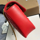 Bellvora ‎443496 Gg Marmont Medium Matelassé Shoulder Bag Red Leather Gold Hardware detail shot – authentic designer craftsmanship