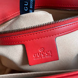 Bellvora ‎443496 Gg Marmont Medium Matelassé Shoulder Bag Red Leather Gold Hardware detail shot – authentic designer craftsmanship