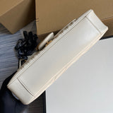 Front view of Bellvora ‎443496 Gg Marmont Medium Matelassé Shoulder Bag White Leather Gold Hardware premium bag