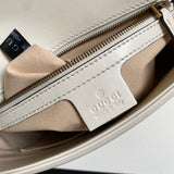 Bellvora ‎443496 Gg Marmont Medium Matelassé Shoulder Bag White Leather Gold Hardware detail shot – authentic designer craftsmanship